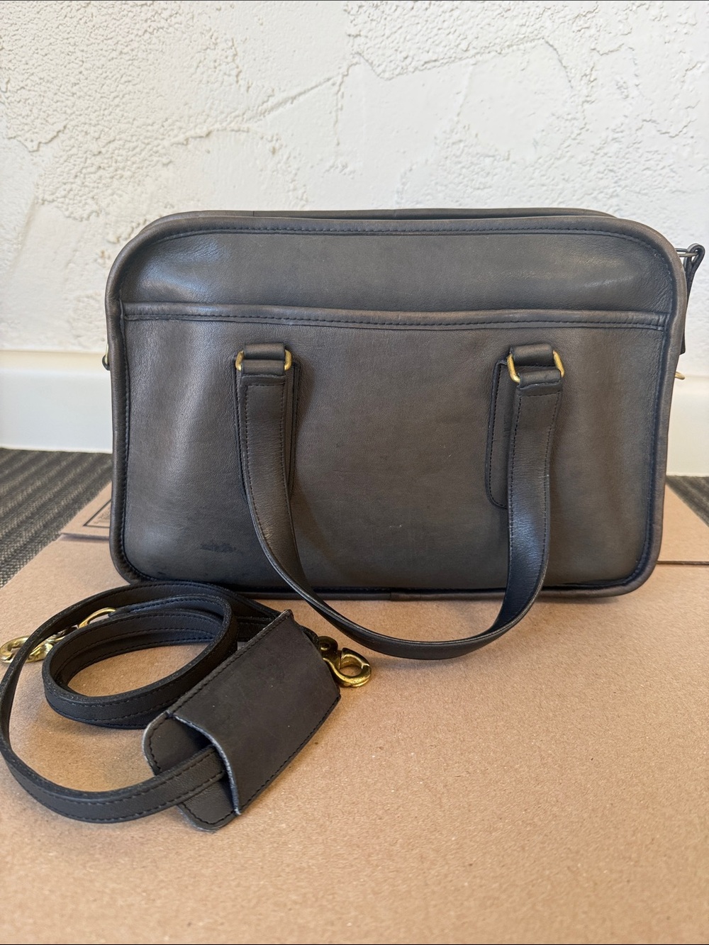Grey Coach Skinny Flight Bag